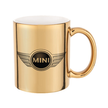mini cooper, Mug ceramic, gold mirror, 330ml