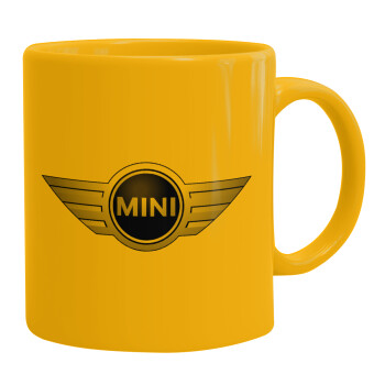 mini cooper, Ceramic coffee mug yellow, 330ml (1pcs)