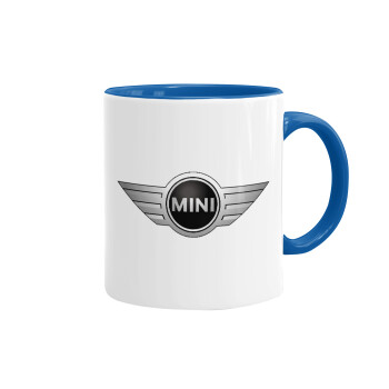 mini cooper, Κούπα χρωματιστή μπλε, κεραμική, 330ml