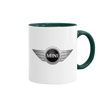 mini cooper, Κούπα χρωματιστή πράσινη, κεραμική, 330ml