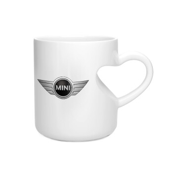 mini cooper, Κούπα καρδιά λευκή, κεραμική, 330ml