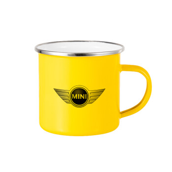 mini cooper, Yellow Enamel Metallic Cup 360ml