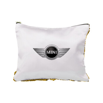 mini cooper, Sequin Gold Pouch Cosmetic Bag