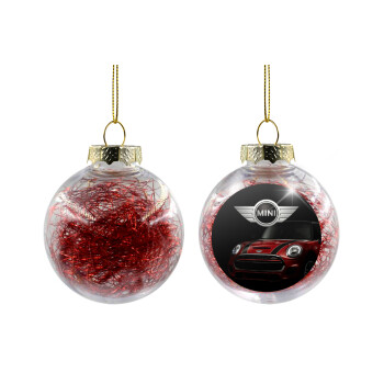 mini cooper, Transparent Christmas tree ball ornament with red filling 8cm