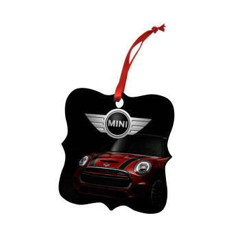 mini cooper, Christmas ornament polygon wooden 7.5cm