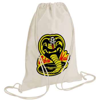 Cobra Kai Yellow, Τσάντα πλάτης πουγκί GYMBAG natural (28x40cm)