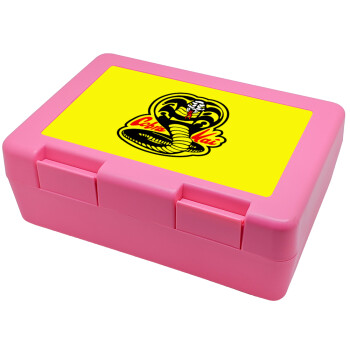 Cobra Kai Yellow, Children's cookie container PINK 185x128x65mm (BPA free plastic)