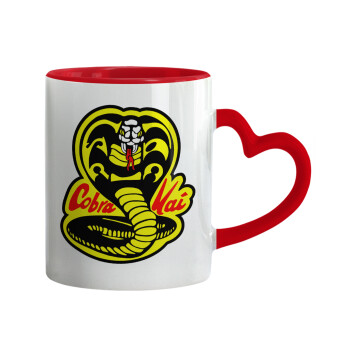 Cobra Kai Yellow, Mug heart red handle, ceramic, 330ml