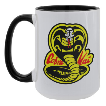 Cobra Kai Yellow, Κούπα Mega 15oz, κεραμική Μαύρη, 450ml