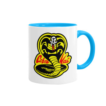 Cobra Kai Yellow, Mug colored light blue, ceramic, 330ml