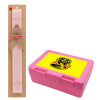 Easter Set, children's snack container PINK & scented flat Easter candle (30cm) (PINK)