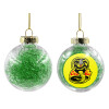 Στολίδι Χριστουγεννιάτικη μπάλα δένδρου διάφανη με πράσινο γέμισμα 8cm