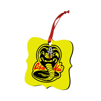 Cobra Kai Yellow, Christmas ornament polygon wooden 7.5cm