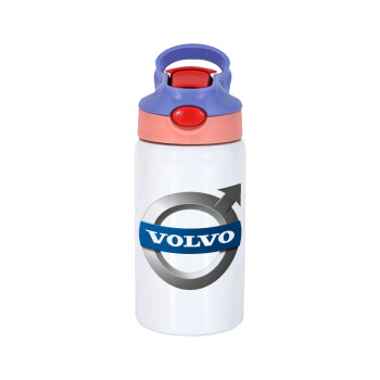 VOLVO, Παιδικό παγούρι θερμό, ανοξείδωτο, με καλαμάκι ασφαλείας, ροζ/μωβ (350ml)