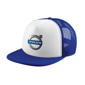 VOLVO, Adult Soft Trucker Hat with Blue/White Mesh (POLYESTER, ADULT, UNISEX, ONE SIZE)