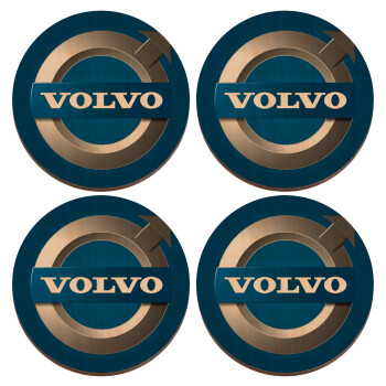 VOLVO, ΣΕΤ x4 Σουβέρ ξύλινα στρογγυλά plywood (9cm)