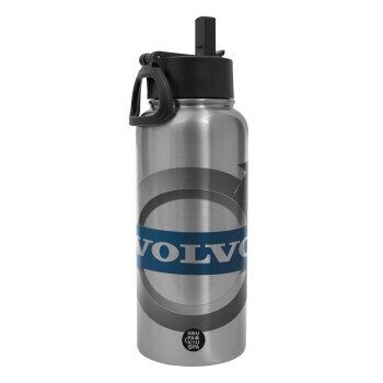 VOLVO, Metal mug thermo Silver with Straw and Spout Lid (Stainless steel), double wall, 950ml