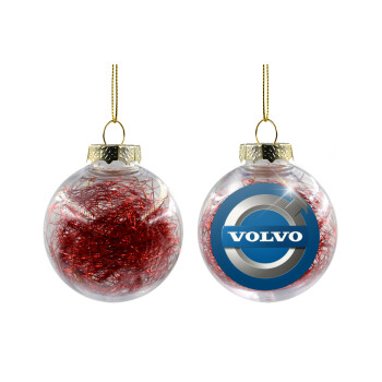 VOLVO, Χριστουγεννιάτικη μπάλα δένδρου διάφανη με κόκκινο γέμισμα 8cm