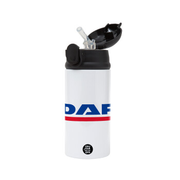 DAF, Children's hot water bottle, stainless steel, with safety straw, Black (360ml) BPA-FREE