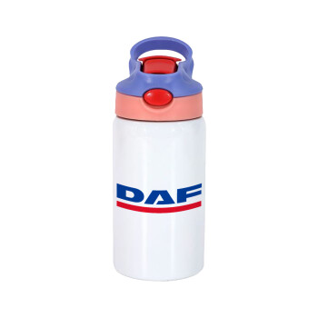DAF, Παιδικό παγούρι θερμό, ανοξείδωτο, με καλαμάκι ασφαλείας, ροζ/μωβ (350ml)