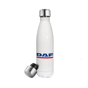 DAF, Μεταλλικό παγούρι θερμός Λευκό (Stainless steel), διπλού τοιχώματος, 500ml