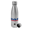 Metallic water bottle, stainless steel, 750ml