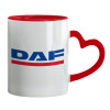 Mug heart red handle, ceramic, 330ml