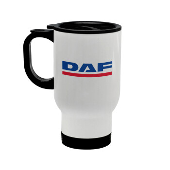 DAF, Stainless steel travel mug with lid, double wall white 450ml