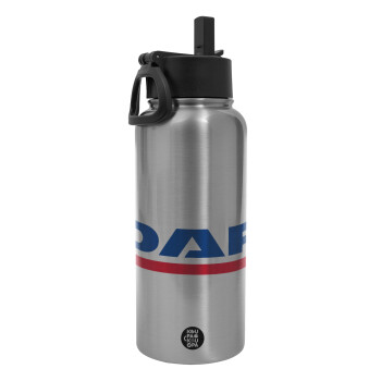 DAF, Metal mug thermo Silver with Straw and Spout Lid (Stainless steel), double wall, 950ml