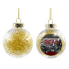 Transparent Christmas tree ball ornament with gold filling 8cm