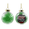 Transparent Christmas tree ball ornament with green filling 8cm