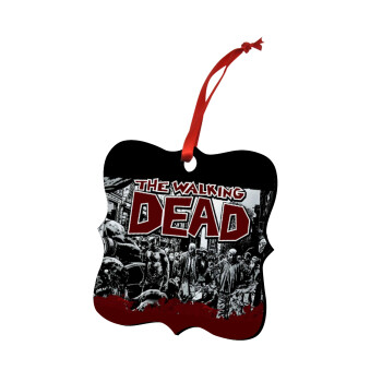 The walking dead comic drawing zombie, Christmas ornament polygon wooden 7.5cm