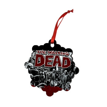 The walking dead comic drawing zombie, Christmas ornament snowflake wooden 7.5cm