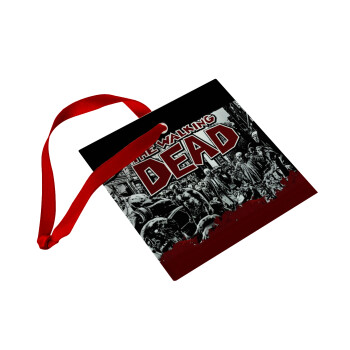 The walking dead comic drawing zombie, Christmas ornament, glass square ornament 9x9cm