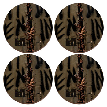 The walking dead hands, ΣΕΤ x4 Σουβέρ ξύλινα στρογγυλά plywood (9cm)