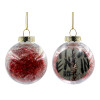 Transparent Christmas tree ball ornament with red filling 8cm