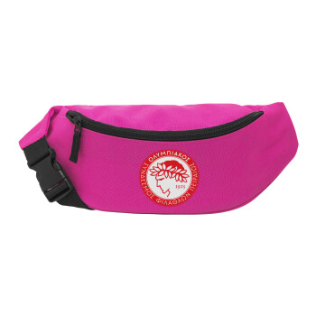 Ολυμπιακός, Unisex waist bag (banana) in PINK color with 2 pockets