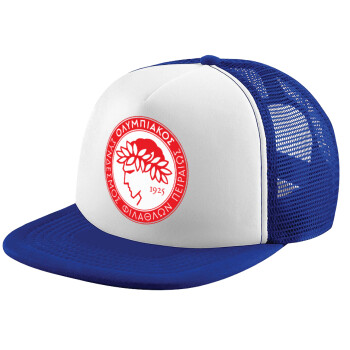 Ολυμπιακός, Child's Soft Trucker Hat with Blue/White Mesh (POLYESTER, CHILD, ONE SIZE)