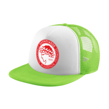 Ολυμπιακός, Adult Soft Trucker Hat with Mesh GREEN/WHITE (POLYESTER, ADULT, ONE SIZE)