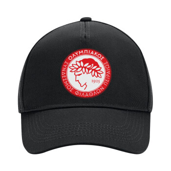 Ολυμπιακός, Adult Ultimate Hat BLACK, (100% COTTON DRILL, ADULT, UNISEX, ONE SIZE)