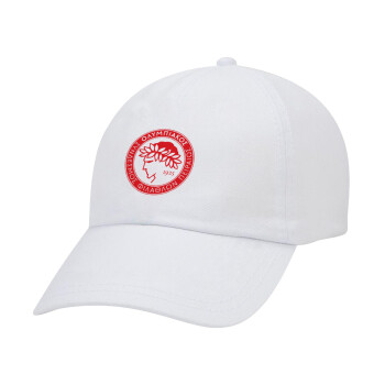 Ολυμπιακός, Καπέλο Ενηλίκων Baseball Λευκό 5-φύλλο (POLYESTER, ΕΝΗΛΙΚΩΝ, UNISEX, ONE SIZE)