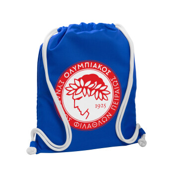 Ολυμπιακός, Τσάντα πλάτης πουγκί GYMBAG Μπλε, με τσέπη (40x48cm) & χονδρά κορδόνια