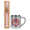 Easter Set, metallic thermal cup (300ml) & aromatic flat Easter candle (30cm) (PINK)