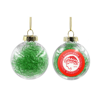 Ολυμπιακός, Transparent Christmas tree ball ornament with green filling 8cm